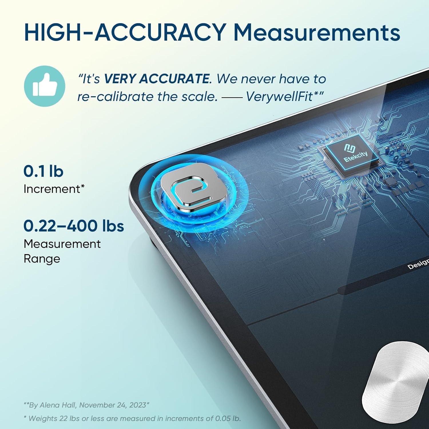 image:imageEtekcity WiFi 8Electrode Smart Scale for Body Weight and Fat Body Composition Scale with Color Handle Display 50 Metrics 5Segment Analysis WiFi Auto Sync and USBC ChargingBlack