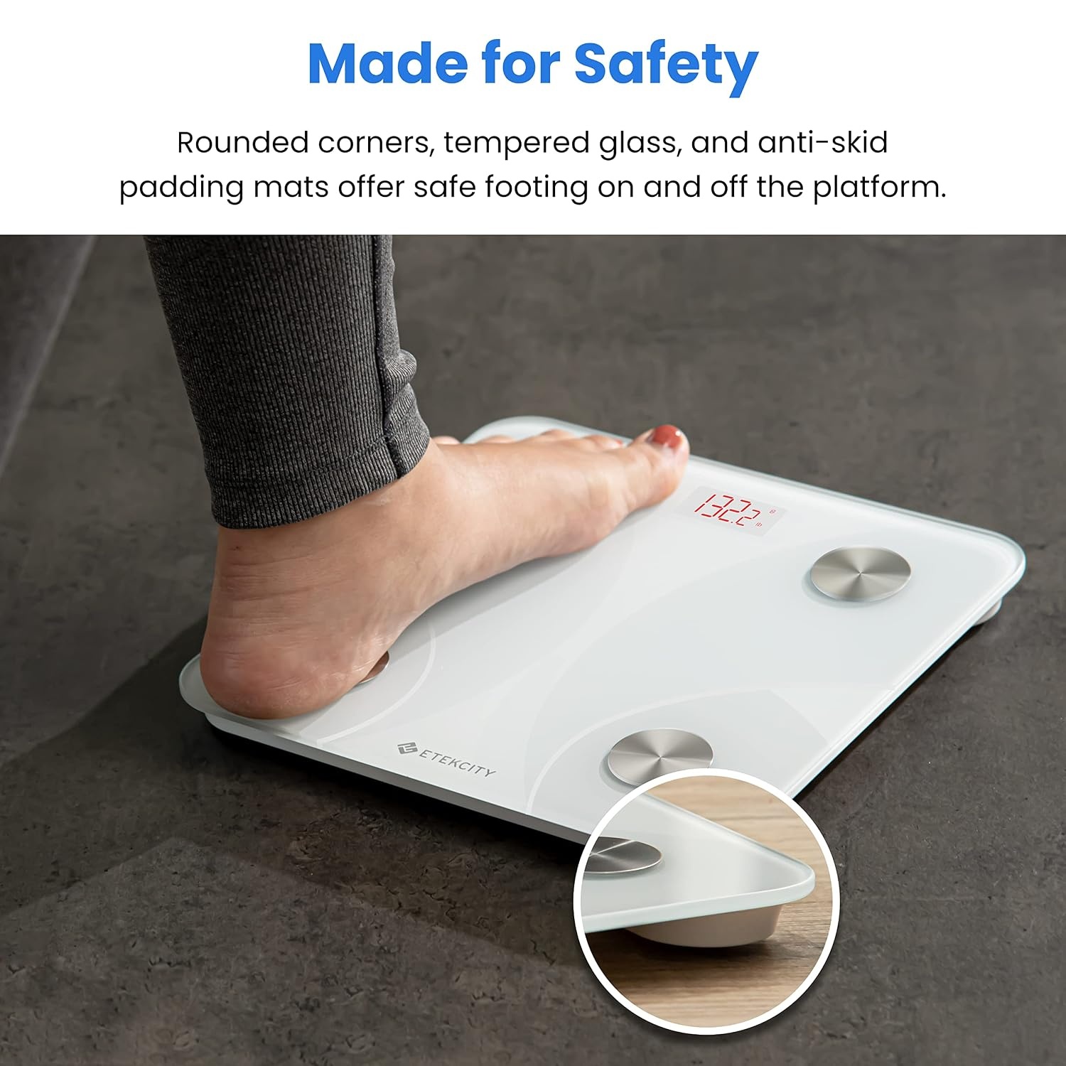 image:imageEtekcity WiFi 8Electrode Smart Scale for Body Weight and Fat Body Composition Scale with Color Handle Display 50 Metrics 5Segment Analysis WiFi Auto Sync and USBC ChargingWhite