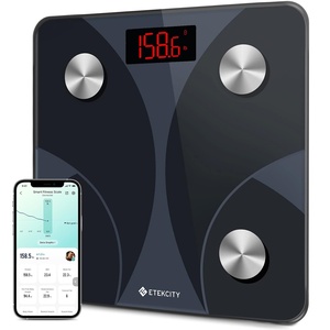 Etekcity WiFi 8-Electrode Smart Scale for Body Weight and Fat | Body Composition Scale with Color Handle Display, 50+ Metrics, 5-Segment Analysis, WiFi Auto Sync and USB-C Charging(Textured Black)