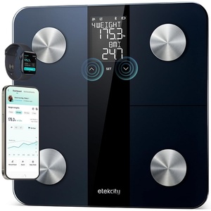 Etekcity WiFi 8-Electrode Smart Scale for Body Weight and Fat | Body Composition Scale with Color Handle Display, 50+ Metrics, 5-Segment Analysis, WiFi Auto Sync and USB-C Charging(Ash Black)